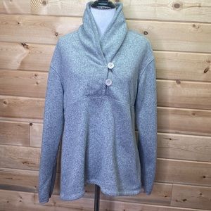 The North Face Pullover 1/2 Button Cowl Neck Crescent Shawl Sweatshirt XL